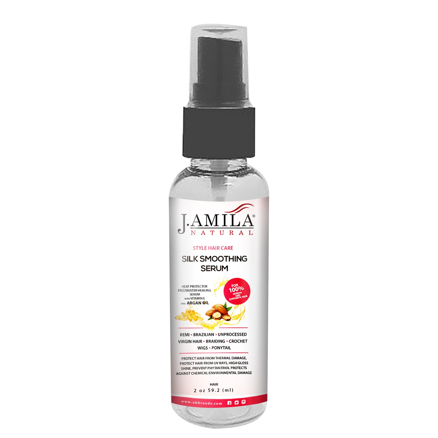 J. AMILA NATRUAL Style Hair Care Silk Smoothing Serum With Vitamin E & Coconut Oil (2oz)