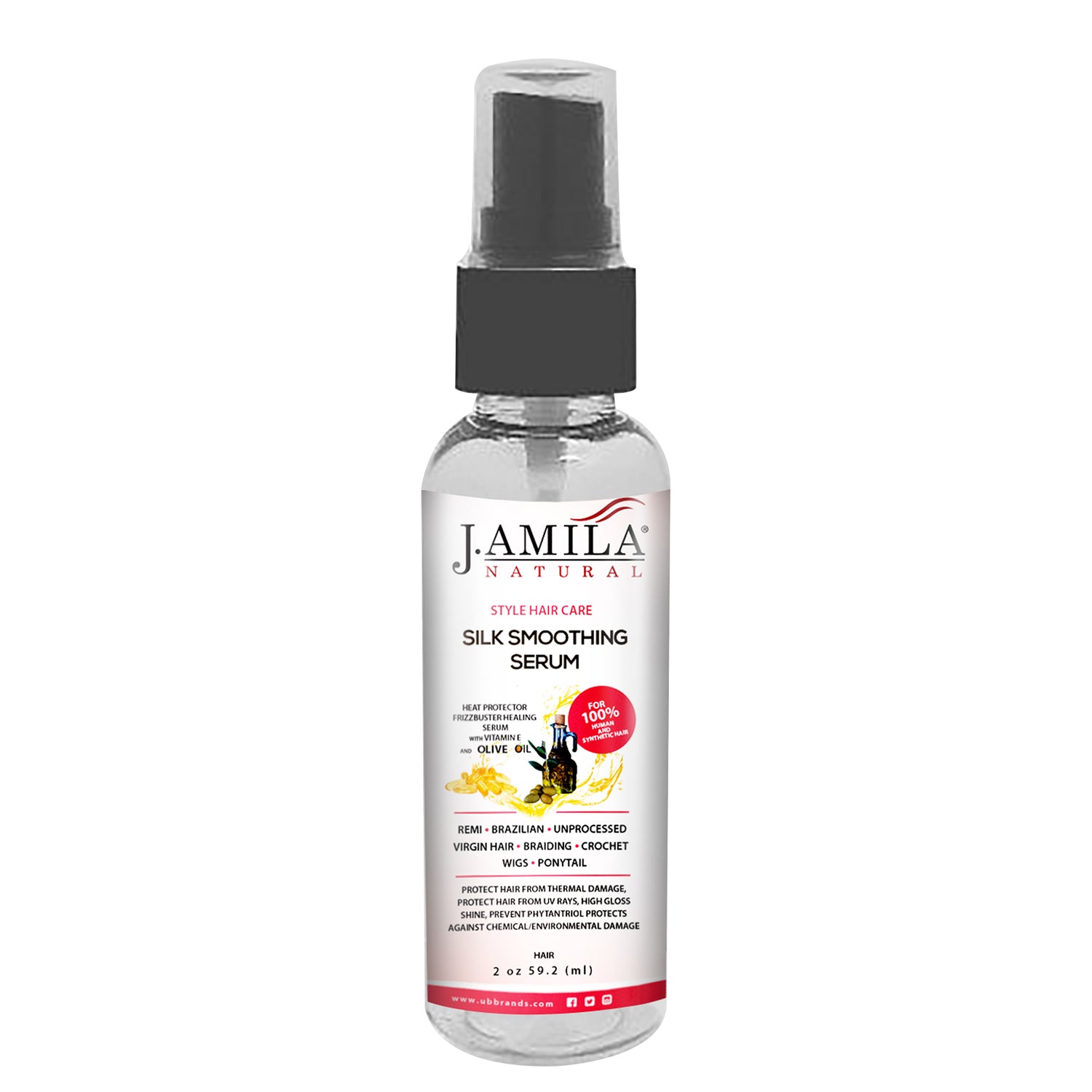 J. AMILA NATRUAL Style Hair Care Silk Smoothing Serum With Vitamin E & Coconut Oil (2oz)