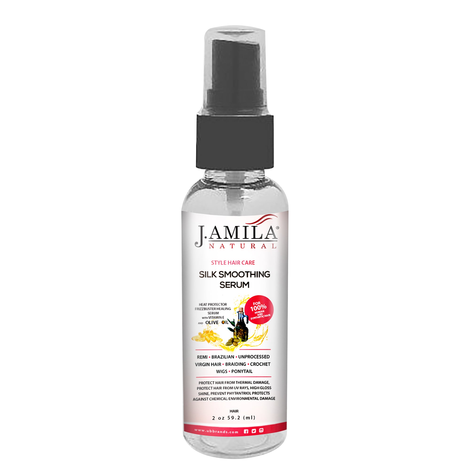 J. AMILA NATRUAL Style Hair Care Silk Smoothing Serum With Vitamin E & Coconut Oil (2oz)