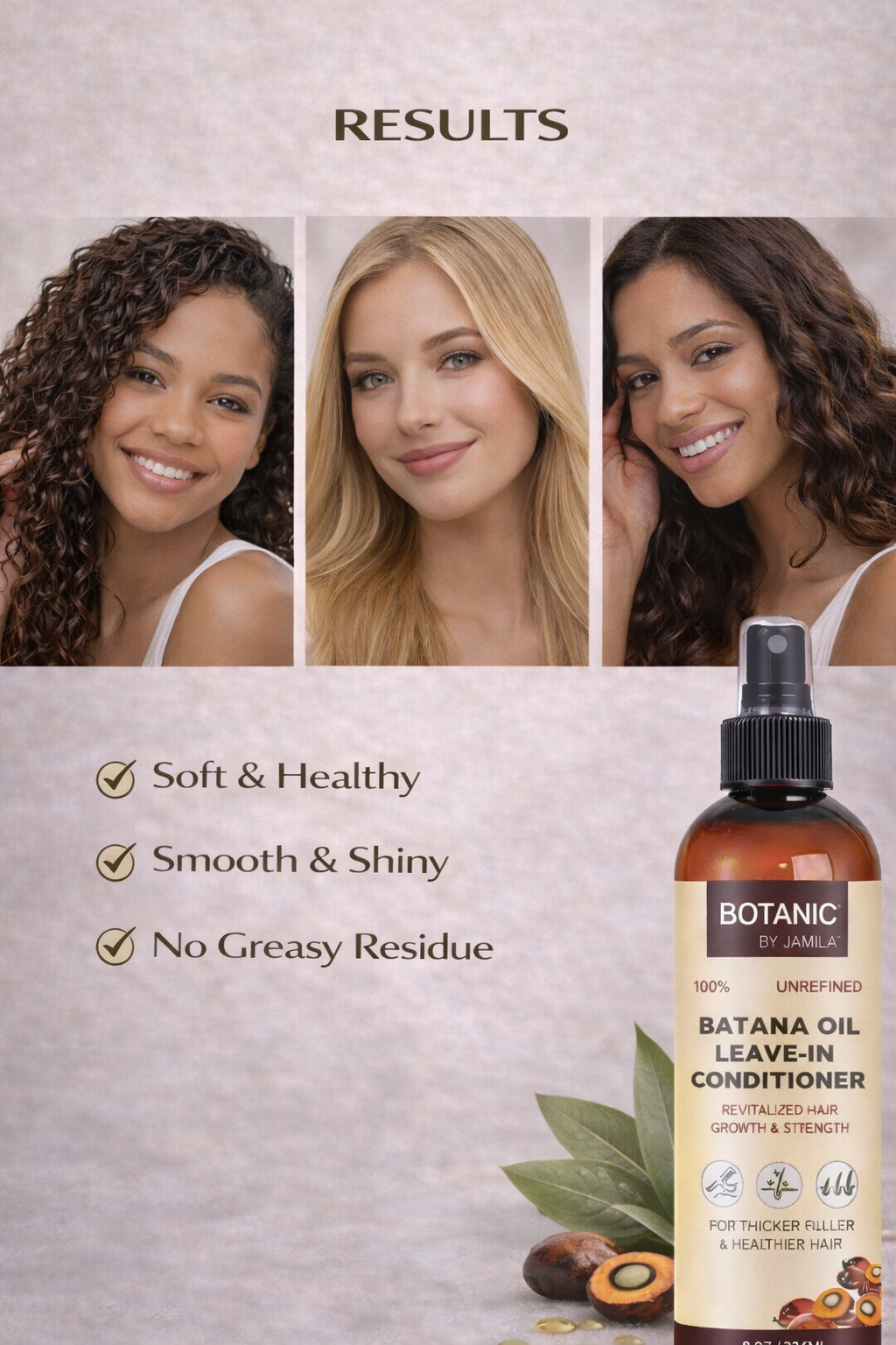 Botanic by J.Amila 100% Unrefined Batana Oil Leave-In Conditioner – Lightweight Moisture & Strength Spray 8 oz