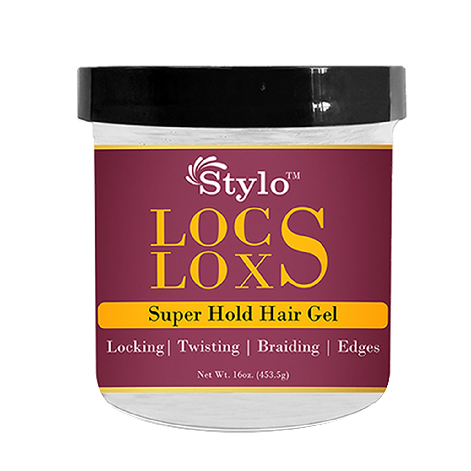 Stylo Locs Loxs Super Hold Hair Gel  Black Castor Oil & Sea Moss (16oz)