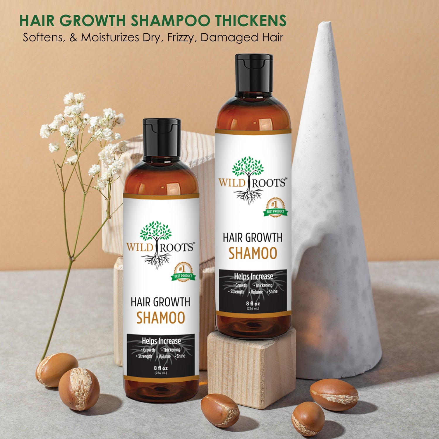 Wild Roots Hair Care Hair Growth Shampoo For Hair Growth, Shining & Thickening Strength & Volume For All Hair Types (8 fl oz) 236ml