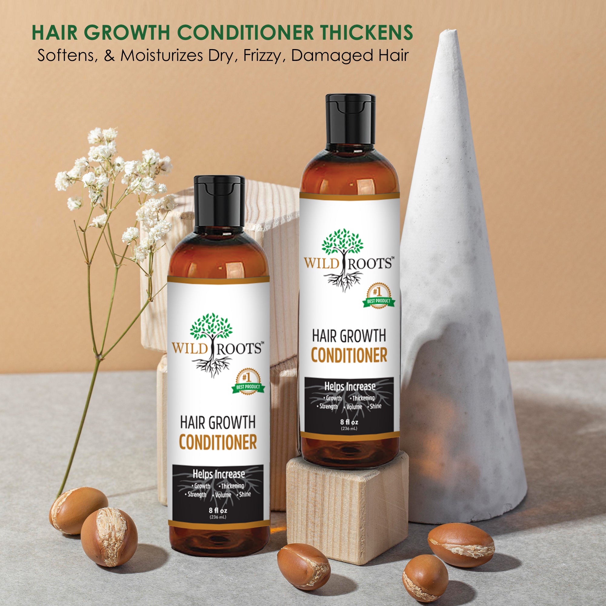 Wild Roots Hair Care Hair Growth Conditioner For Hair Growth, Shining & Thickening Strengh & Volume For All Hair Types (8 fl oz)  236ml