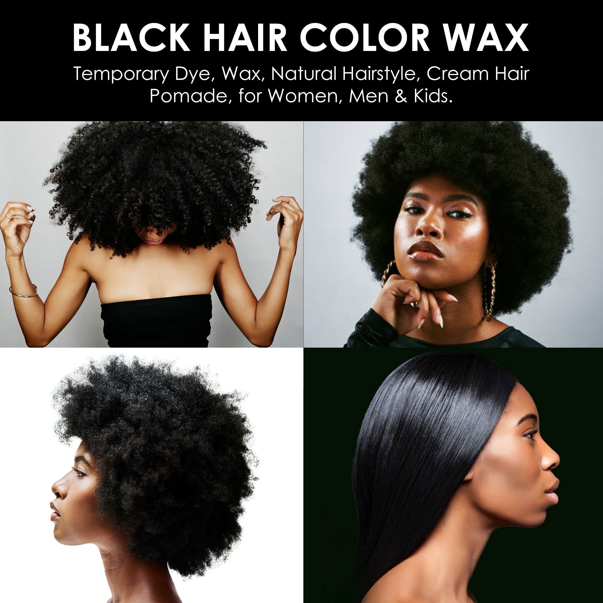 Odeon Black Hair Color Wax, Temporary Hair Dye for Women & Men (4.23oz)