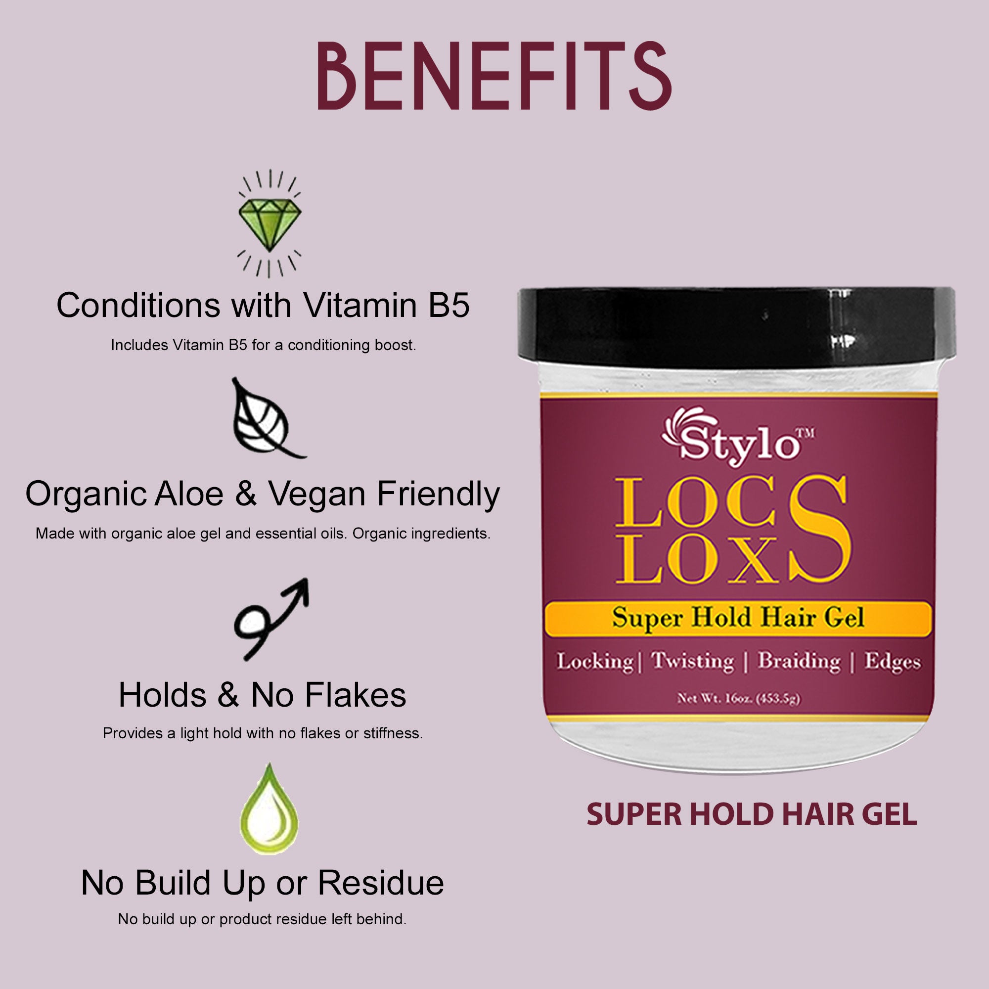 STYLO Locs Loxs Super Hold Hair Gel & Styling Foaming Lotion Extreme Hold (Pack of 2)