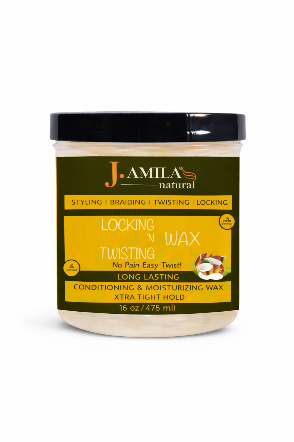 Jamila Natural Award-Winning– Xtra Tight Hold Twisting ‘N Locking Wax (16oz / 473ml)