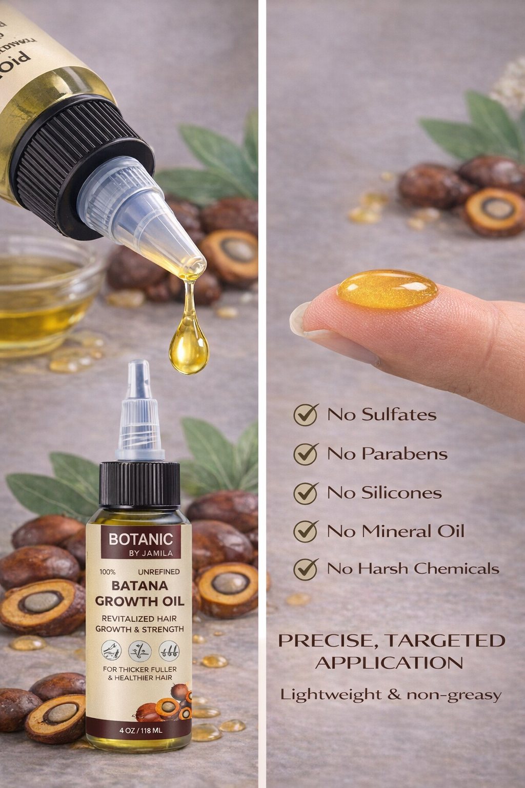 Botanic by J.Amila 100% Unrefined Batana Growth Oil Strengthen, Nourish & Support Hair Growth 4 oz