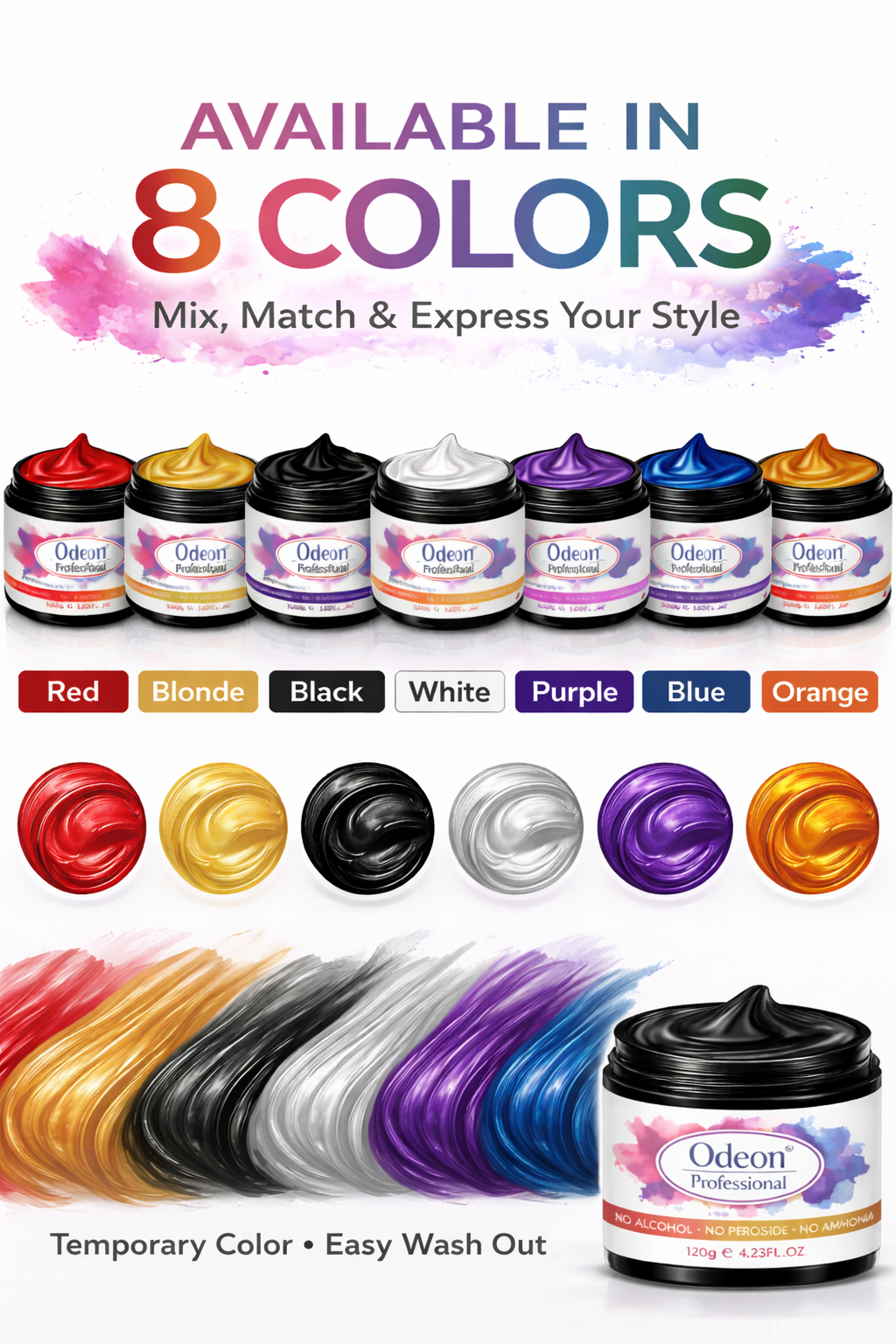 Odeon Professional Purple Hair Color Wax, Temporary Hair Dye for Women & Men (4.23oz)