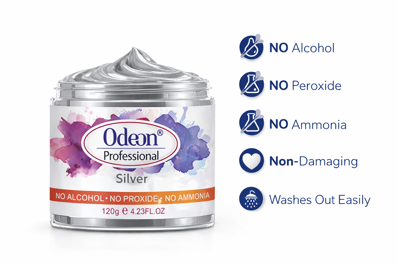 Odeon Professional Silver Hair Color Wax – Temporary Hair Dye for Women & Men | Washable, Natural Ingredients, Easy Styling (4.23oz)
