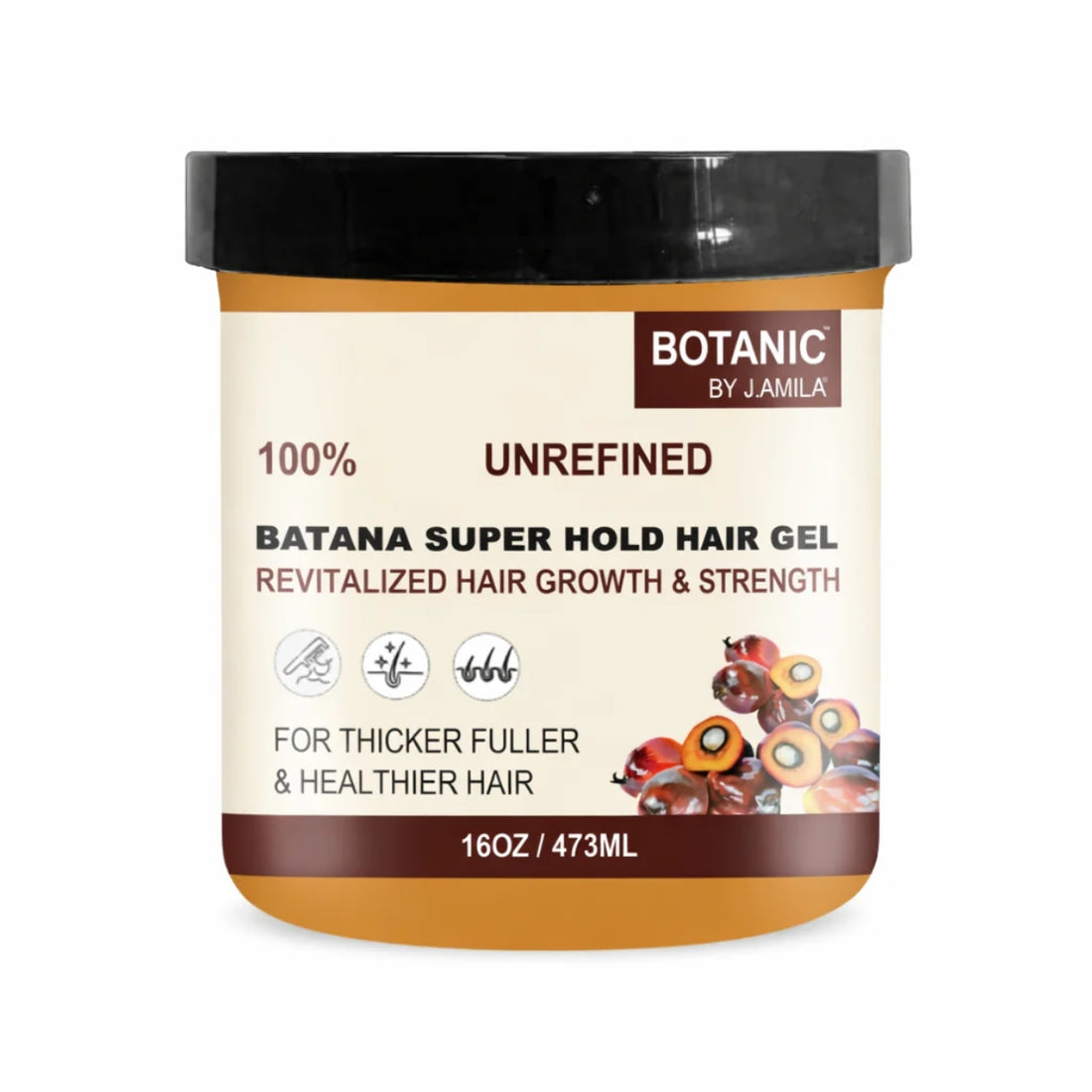 Botanic by J. Amila. Batana Super Hold Hair Gel – Strong Hold, No Flakes (16oz)