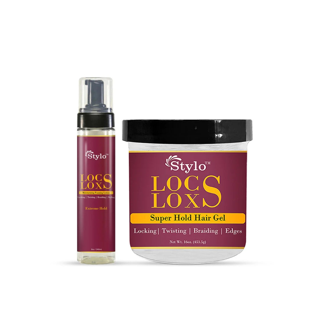 STYLO™ Locs Loxs Super Hold Hair Gel & Styling Foaming Lotion Extreme Hold Bundle • Pack of 2