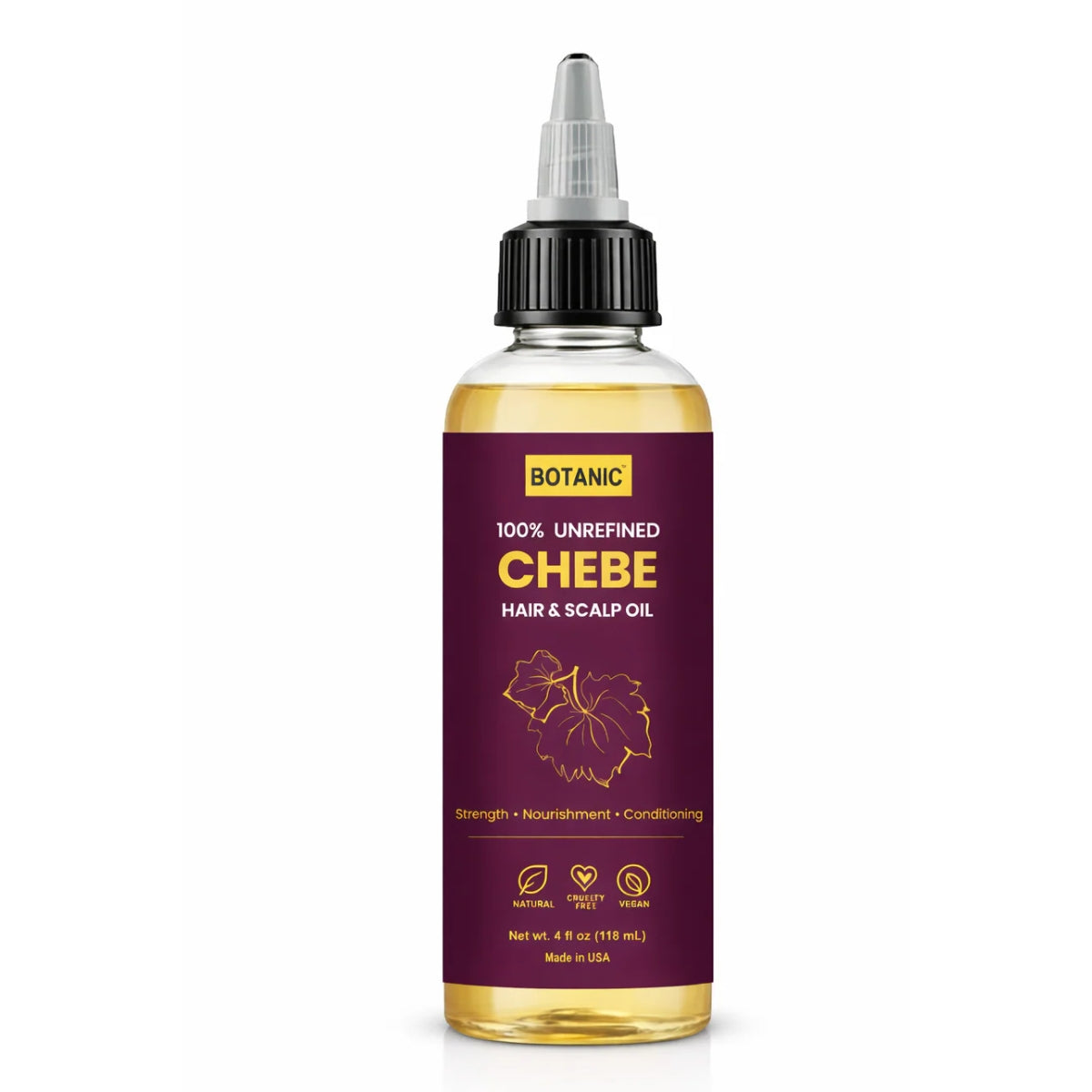 100% Unrefined Chebe Hair & Scalp Oil – Strength, Nourishment & Moisture Retention | Vegan, Cruelty-Free 4 fl oz (118 mL)