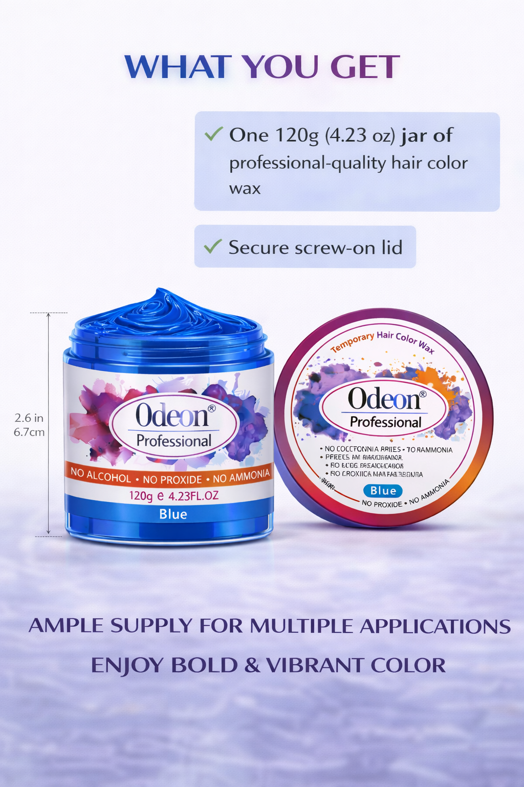 Odeon Professional Blue Hair Color Wax, Temporary Hair Dye for Women & Men (4.23oz)