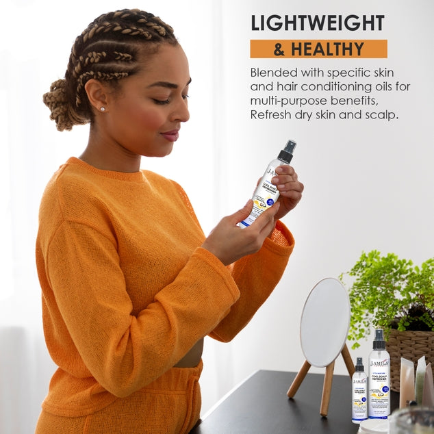 J. AMILA Natural Hair Care Cool Scalp Refresher Scalp Healing, Remove Dirt, Clean Scalp & Body, Reduce Frizz, Softness and Shine with Vitamin E & Coconut Oil 8 oz