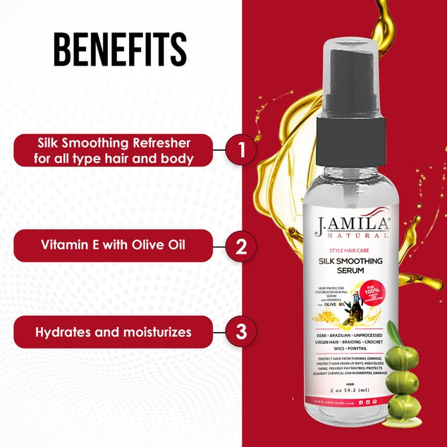 J. AMILA NATRUAL Style Hair Care Silk Smoothing Serum With Vitamin E & Olive Oil (2oz)