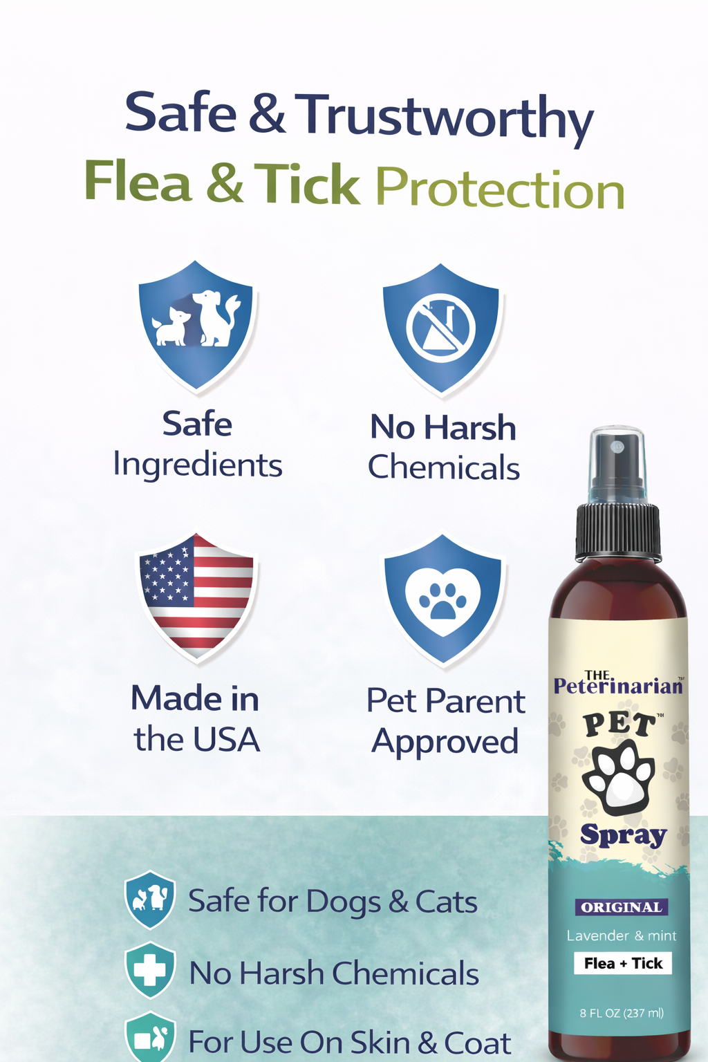 The PetErinarian™ Natural Flea & Tick Spray – Lavender & Mint 8oz
