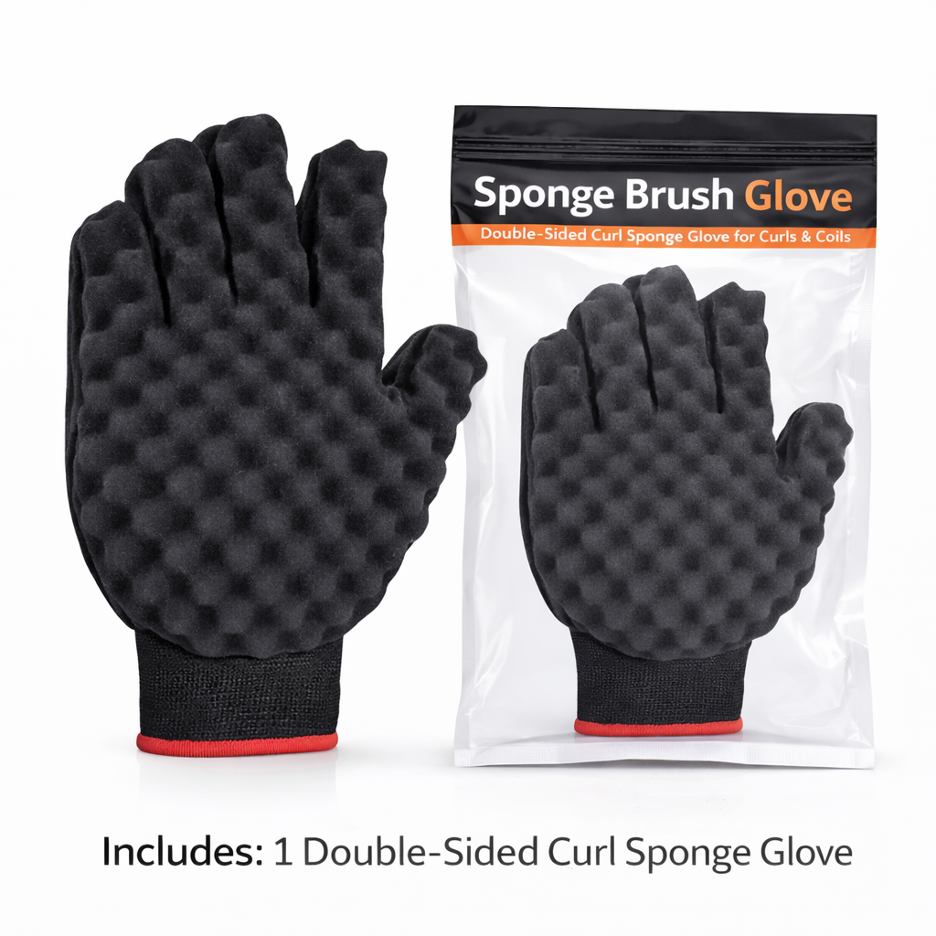 Sponge Brush Glove Double-Sided for Curls and Coils, Curling Sponge Glove for Men or Women 1pc