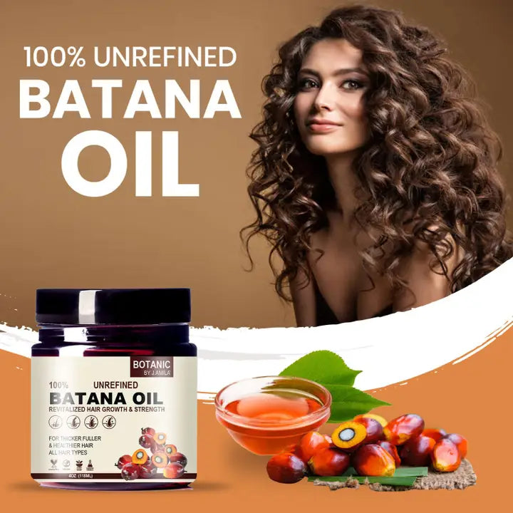 BOTANIC BY J.AMILA® 100% Unrefined Batana Oil Revitalized Hair Growth & Strength – Thicker, Fuller & Healthier Hair for All Hair Types 4oz / 118mL