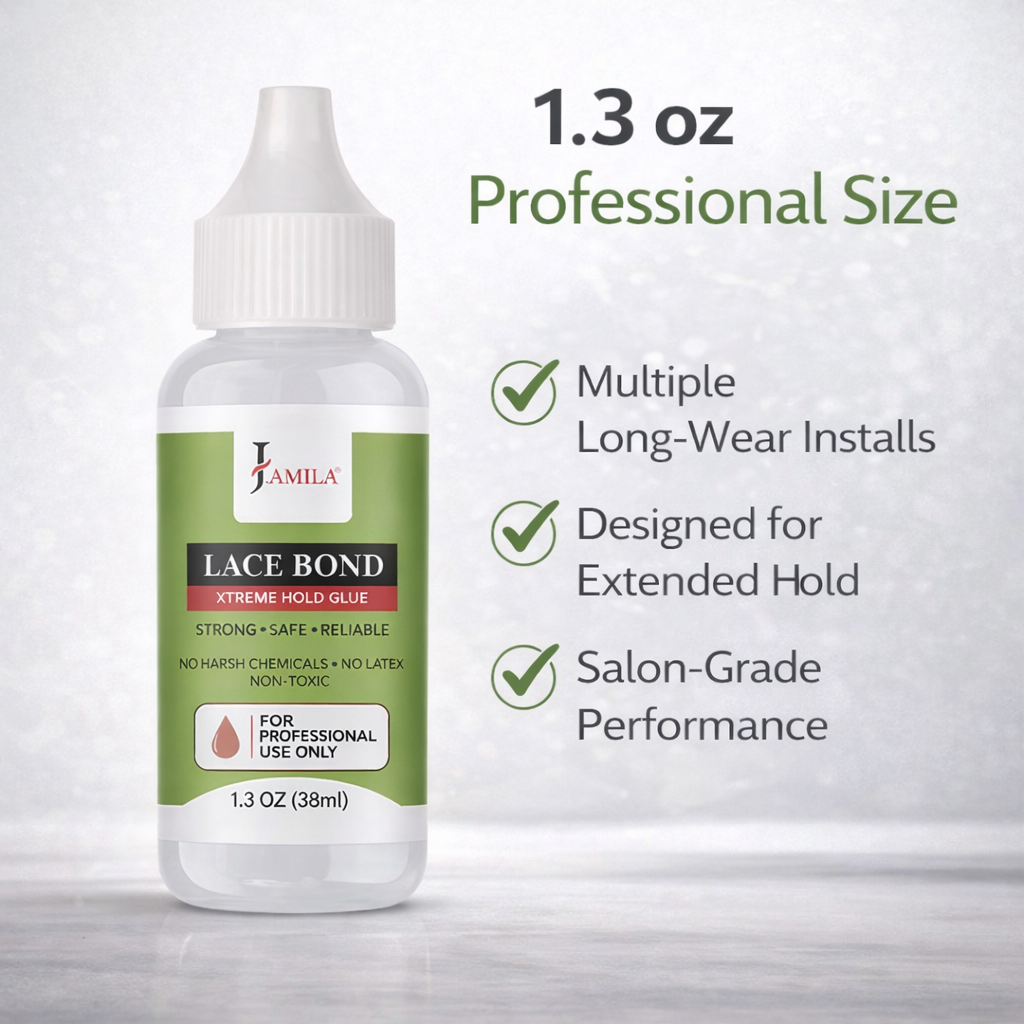 J.AMILA® Lace Bond Xtreme Hold Glue | Invisible, Non-Toxic Professional Wig Adhesive – 1.3 oz (38 ml)