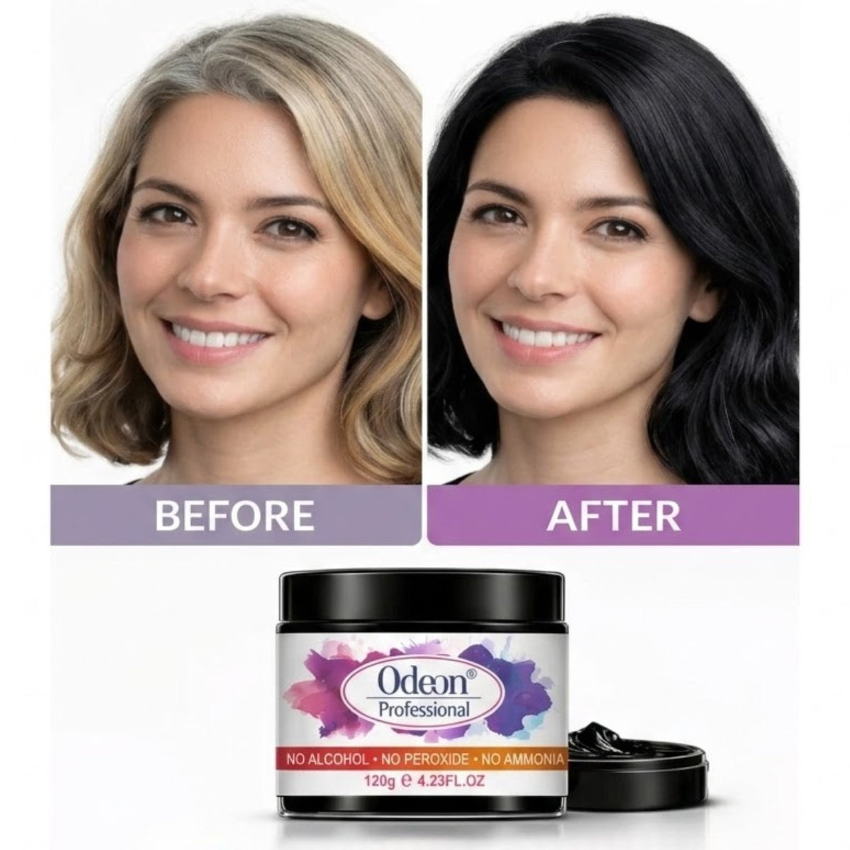 Odeon Professional Black Hair Color Wax, Temporary Hair Dye for Women & Men (4.23oz)