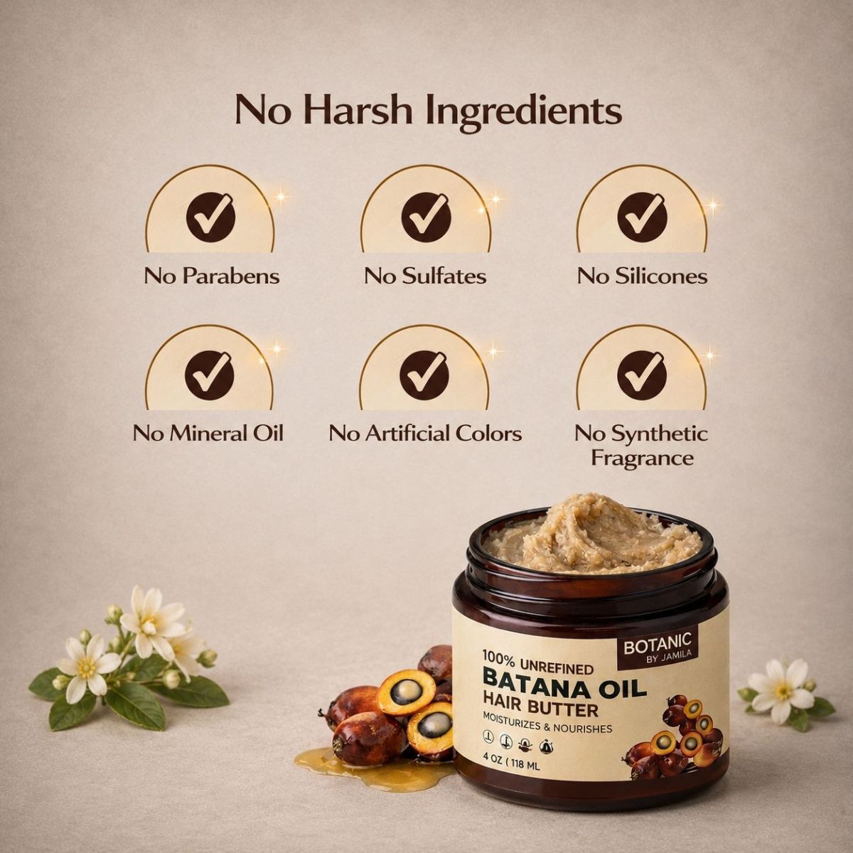 Botanic Batana Hair Butter – 100% Unrefined | Deep Moisture & Strength (2oz & 4oz)