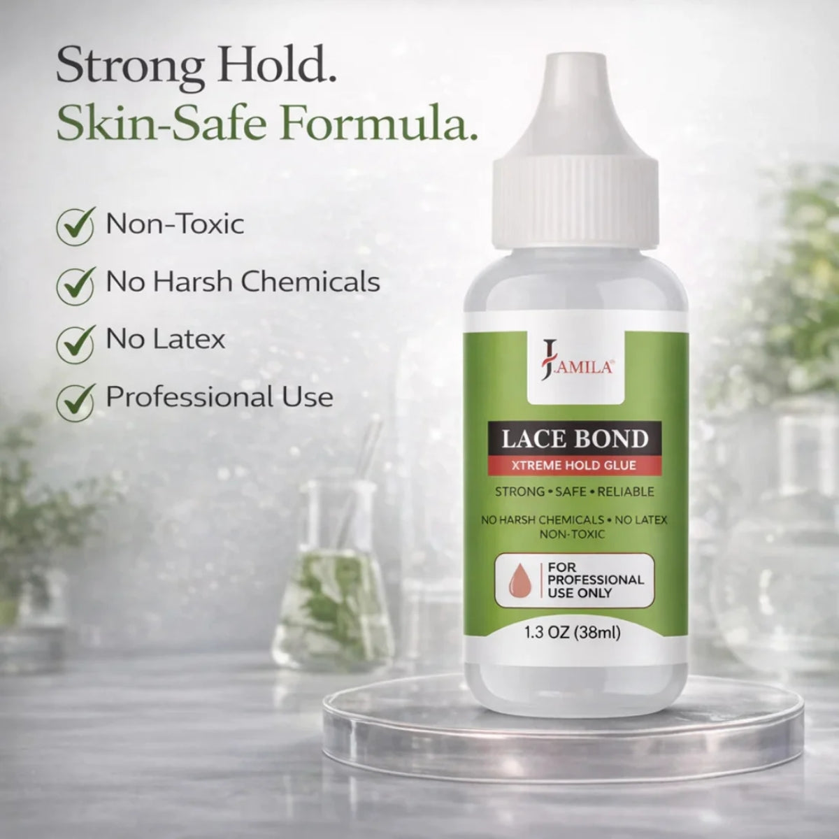 J.AMILA® Lace Bond Xtreme Hold Glue | Invisible, Non-Toxic Professional Wig Adhesive – 1.3 oz (38 ml)