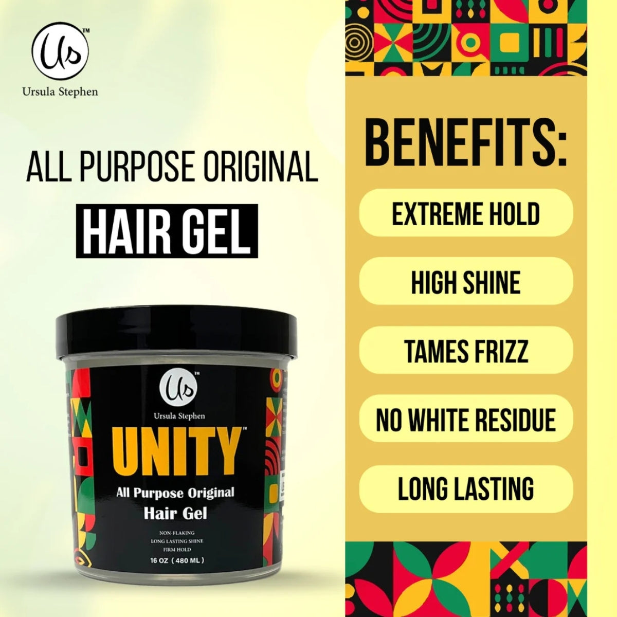 Ursula Stephen Unity All Purpose Original Hair Gel Non-Flaking, Long Lasting Shine, Firm Hold For All Hair Types 16 oz