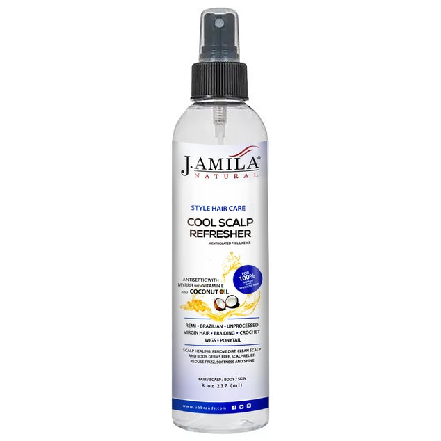 J. AMILA Natural Hair Care Cool Scalp Refresher Scalp Healing, Remove Dirt, Clean Scalp & Body, Reduce Frizz, Softness and Shine with Vitamin E & Coconut Oil 8 oz