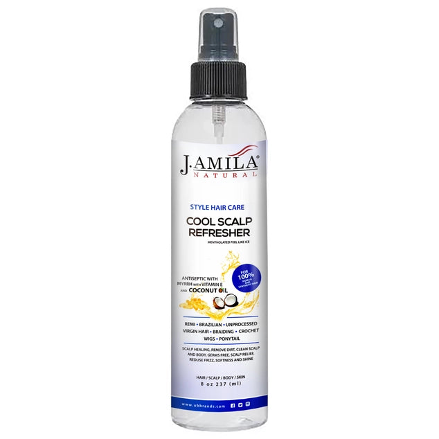 J. AMILA Natural Hair Care Cool Scalp Refresher Scalp Healing, Remove Dirt, Clean Scalp & Body, Reduce Frizz, Softness and Shine with Vitamin E & Coconut Oil 8 oz