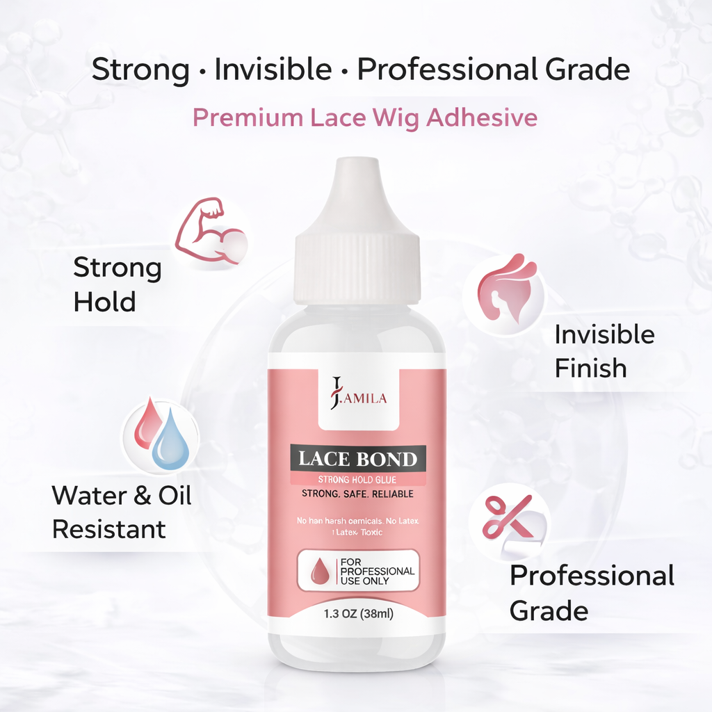J.AMILA® Professional Lace Bond Strong, Safe, Reliable Hair Adhesive Water and Oil Resistant for Invisible Wig Bonding 1.3 oz 38ml