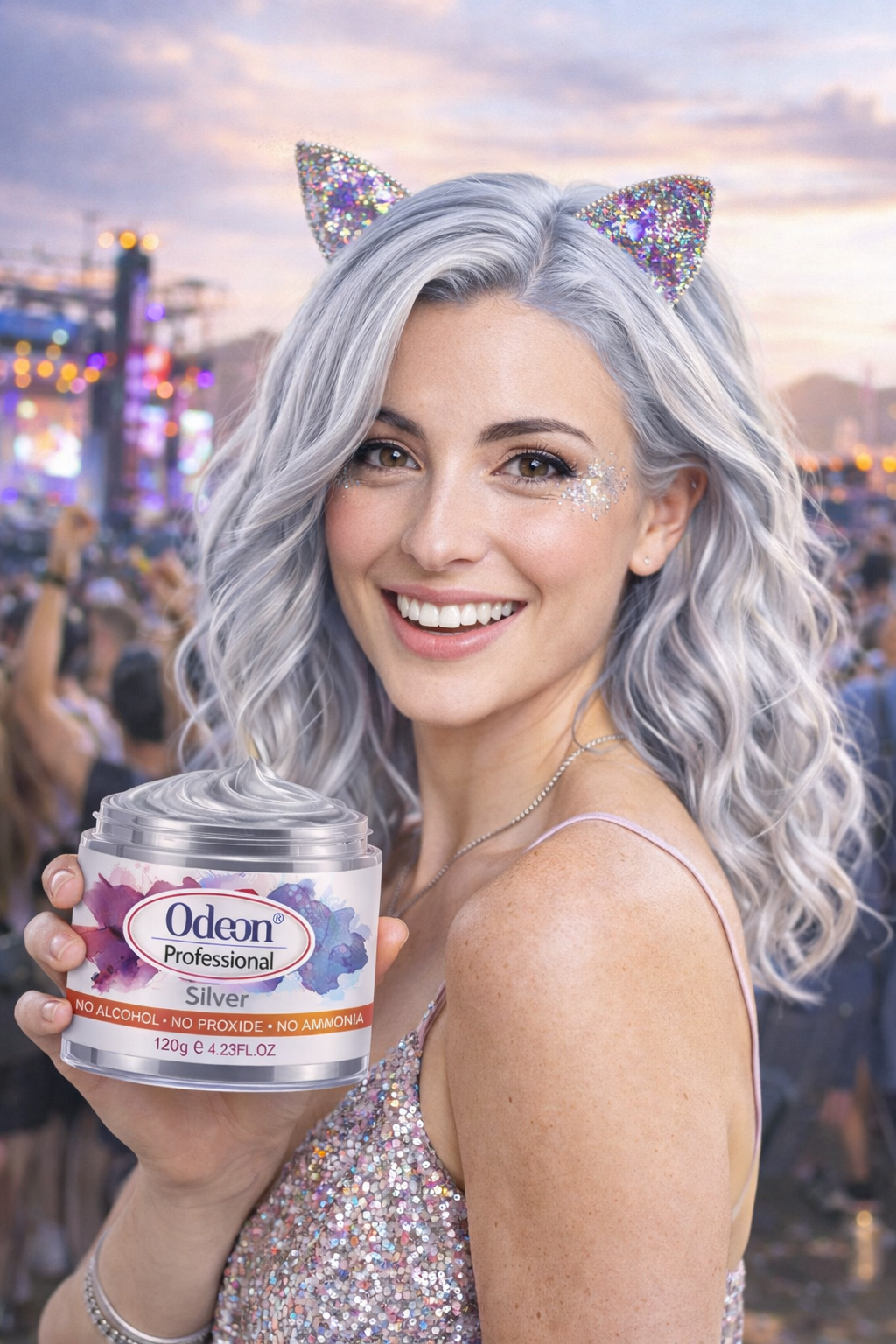 Odeon Professional Silver Hair Color Wax – Temporary Hair Dye for Women & Men | Washable, Natural Ingredients, Easy Styling (4.23oz)