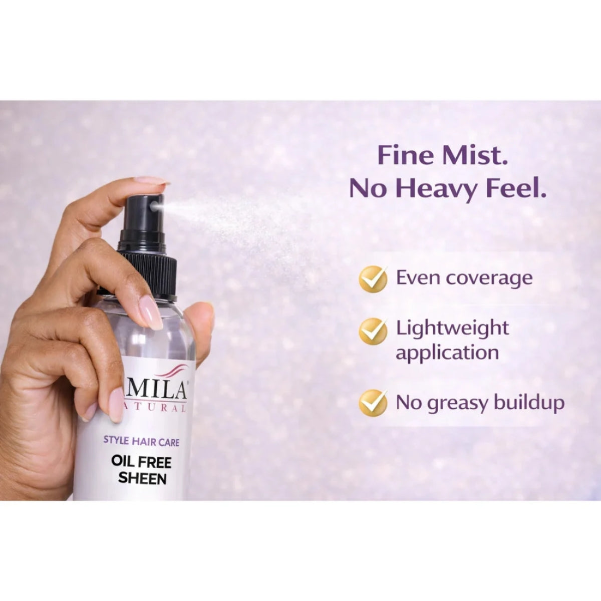 J. AMILA Natural Oil Free Sheen Spray with Vitamin E & Olive Oil – Lightweight Shine, Heat & UV Protection for Wigs, Braids & Natural Hair 8 oz 237 ml