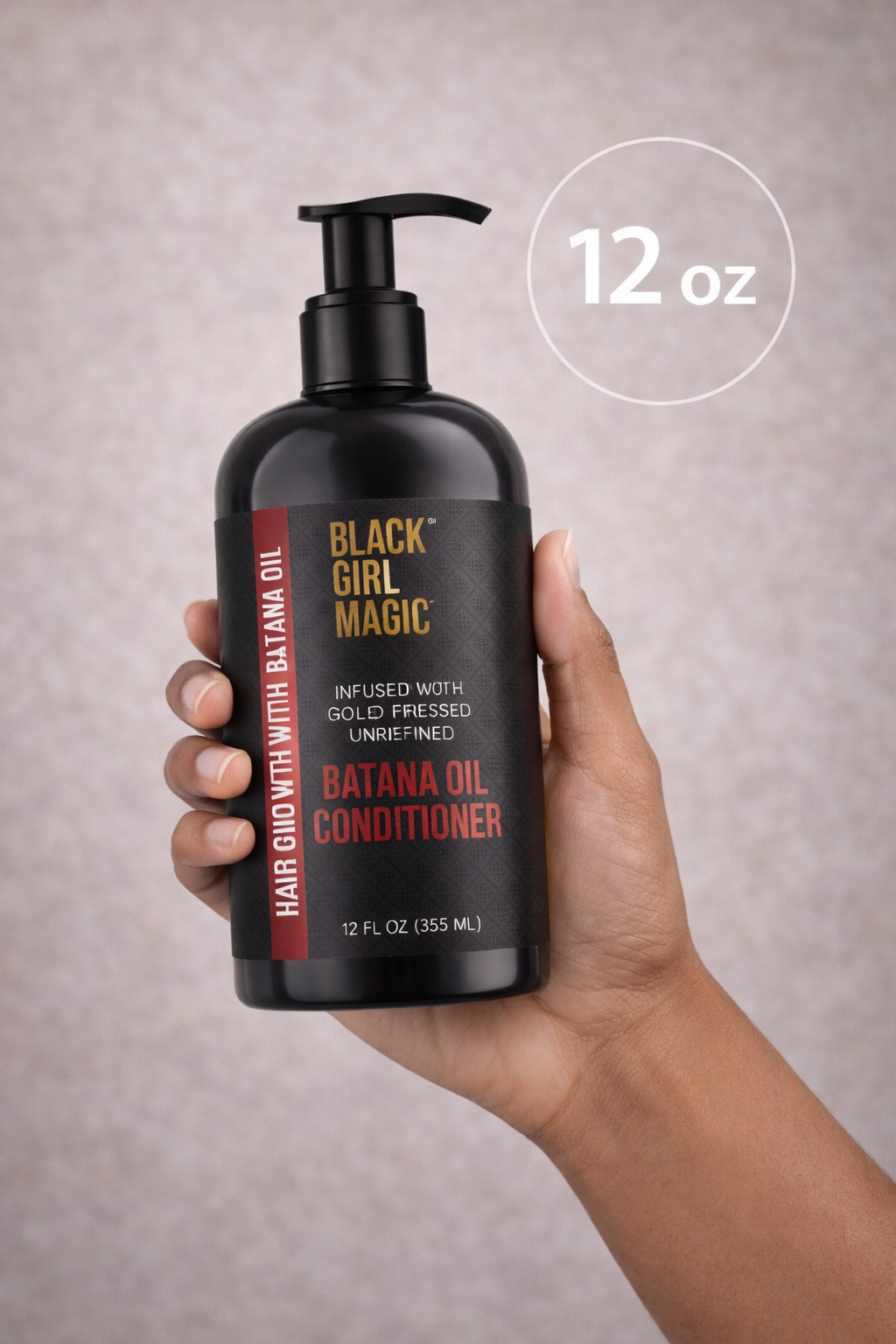 Black Girl Magic infused with Gold press, unrefined, Batana Hair Growth oil conditioner 12oz