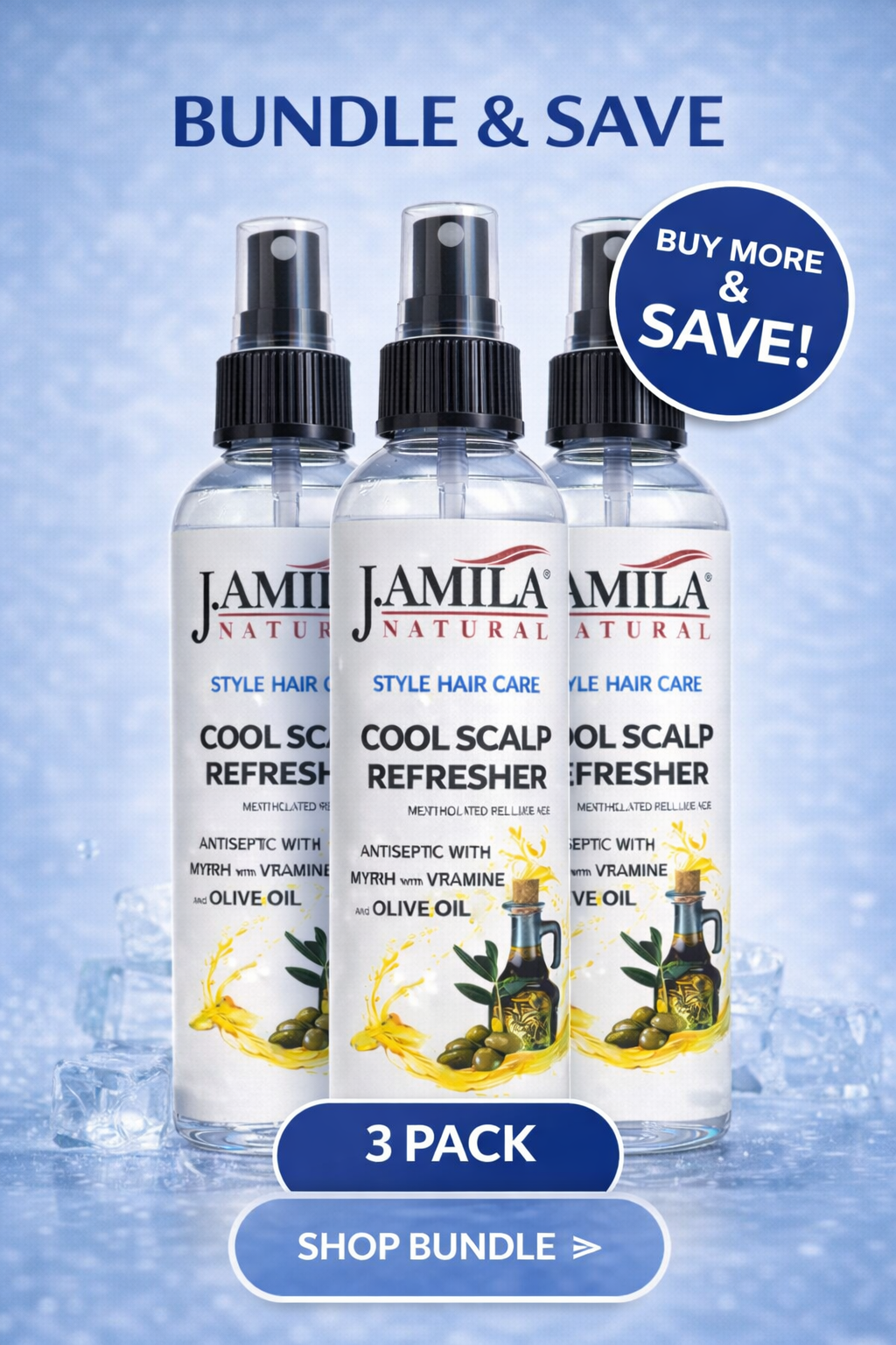 J. AMILA Natural Cool Scalp Refresher with Menthol, Myrrh, Vitamin E & Olive Oil – Cooling Scalp Spray for Braids, Wigs, Natural & Synthetic Hair (8 oz)