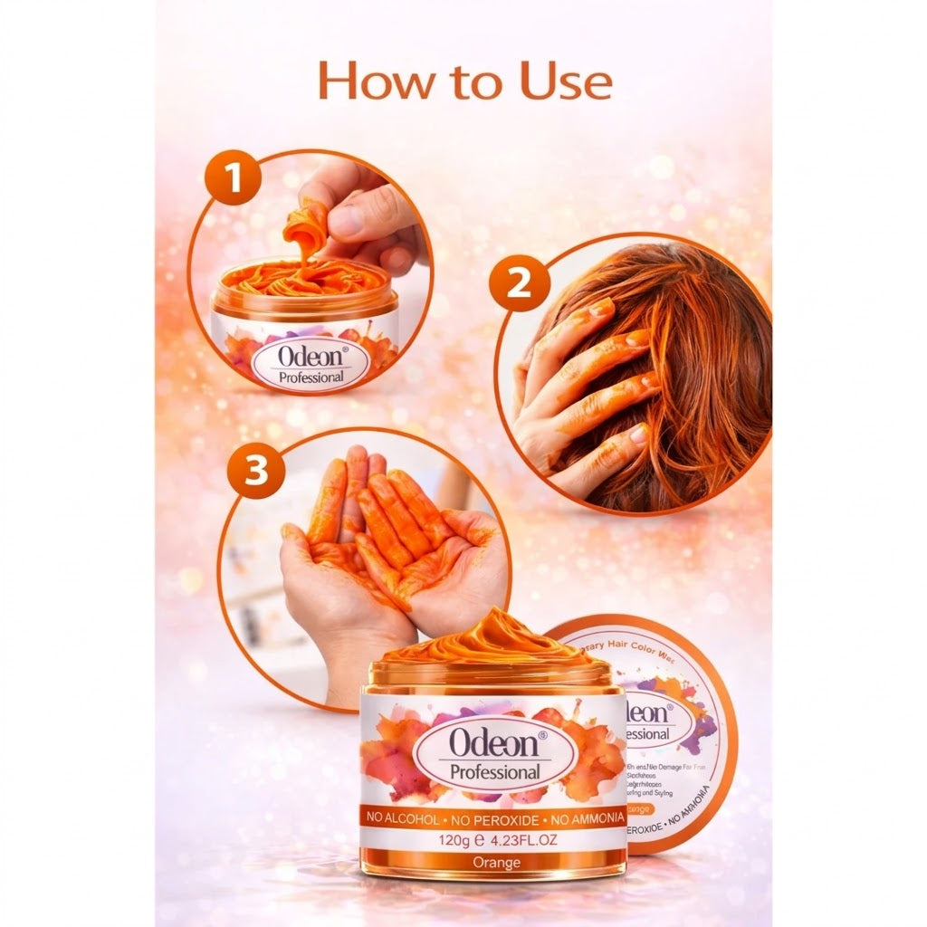 Odeon Professional Orange Hair Color Wax, Temporary Hair Dye for Women & Men (4.23oz)