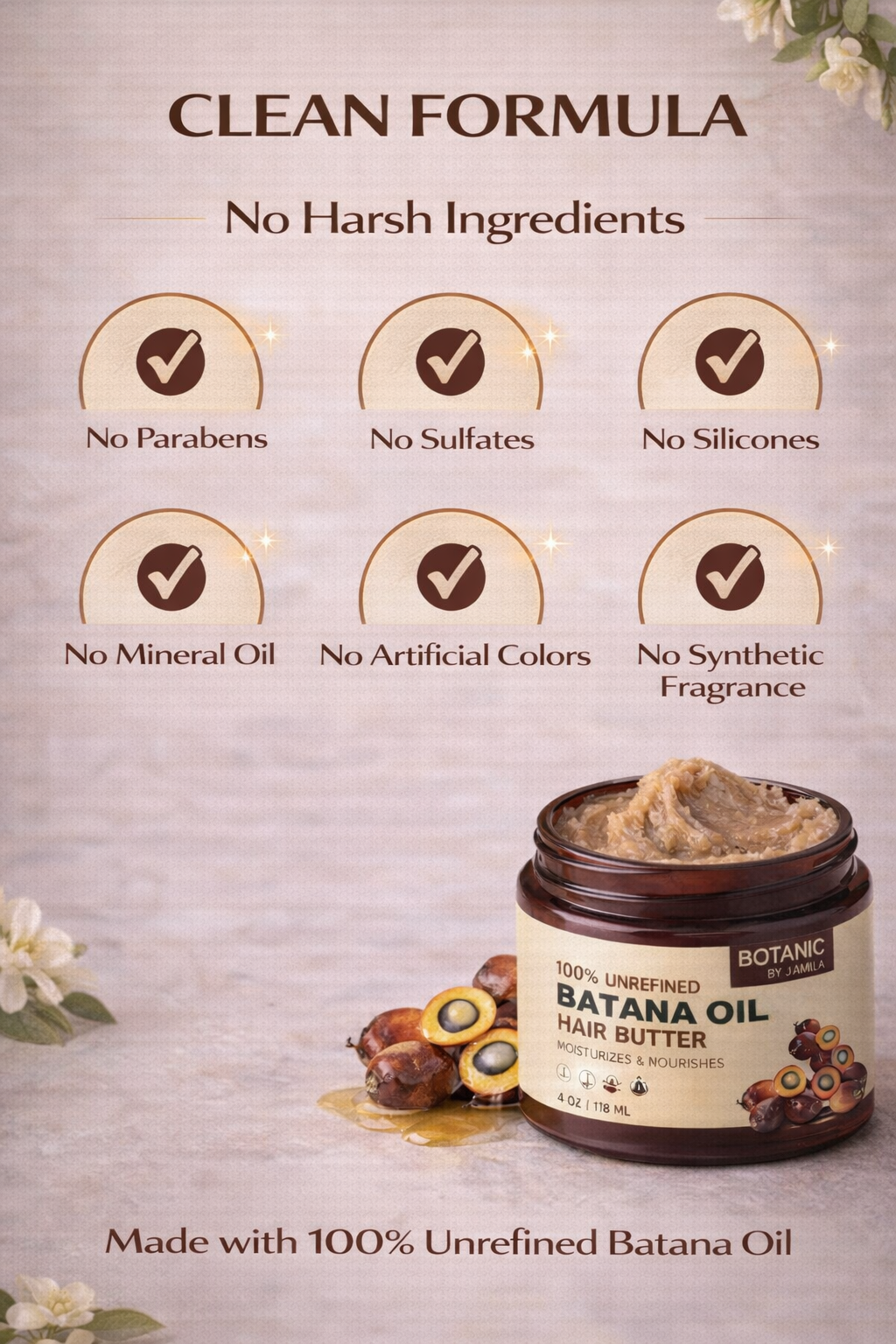 Botanic by J.Amila Batana Hair Butter – 100% Unrefined | Deep Moisture & Strength (2oz & 4oz)