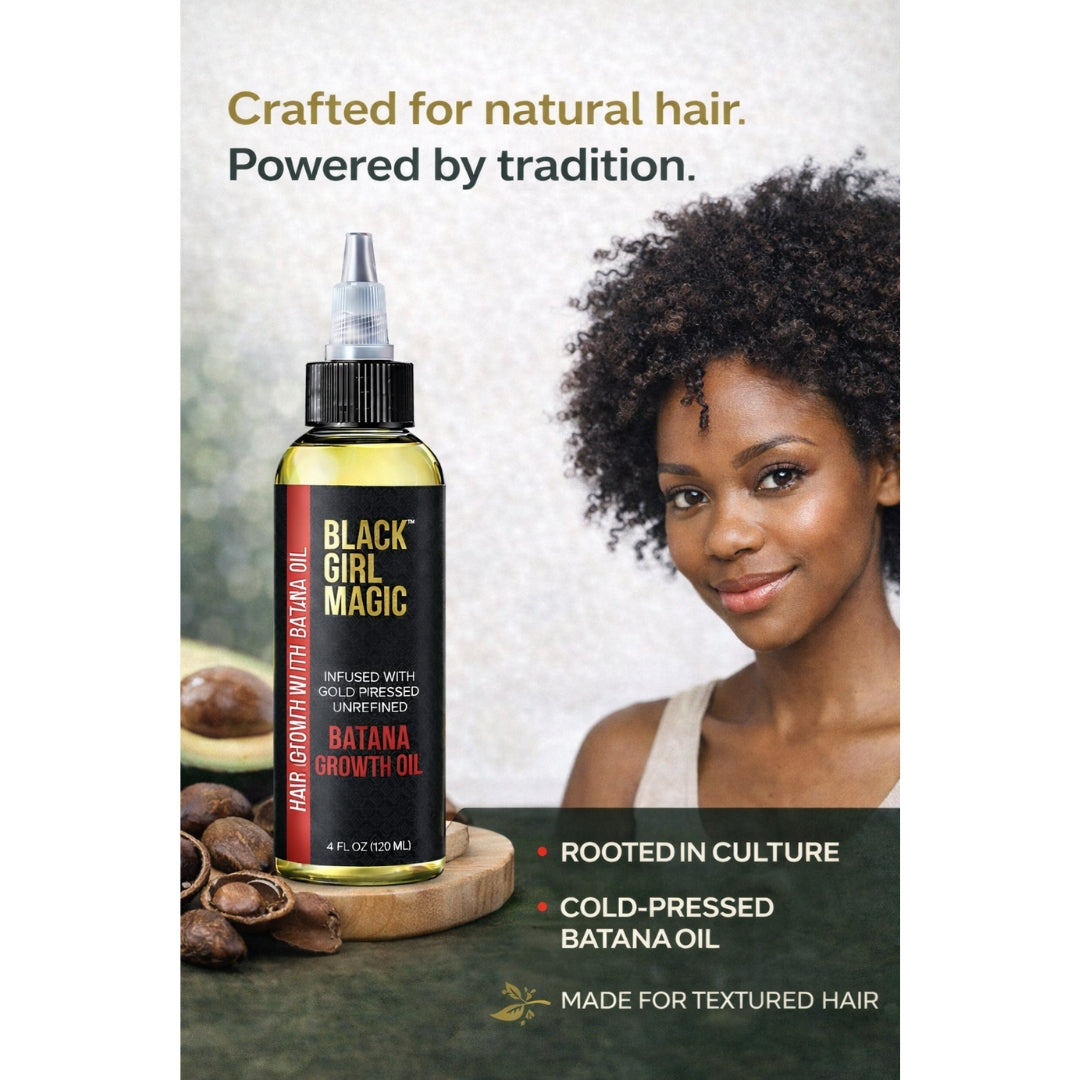 Black Girl Magic infused with gold press Unrefined Batana growth hair oil 4 Oz