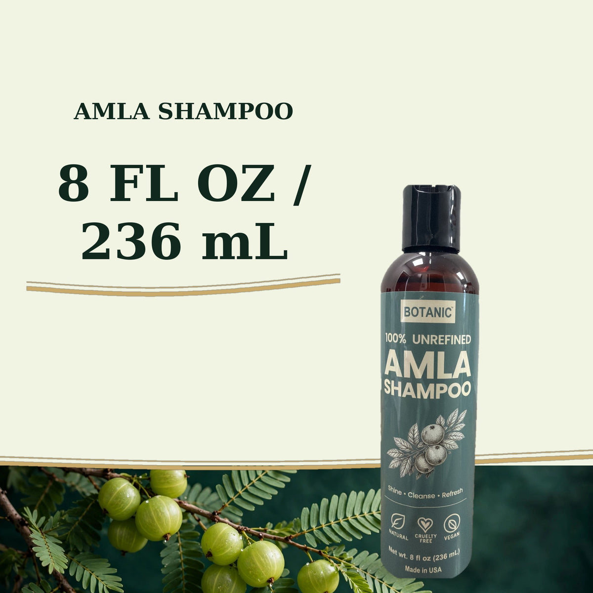 Botanic 100% Unrefined Amla Shampoo - 8 fl oz