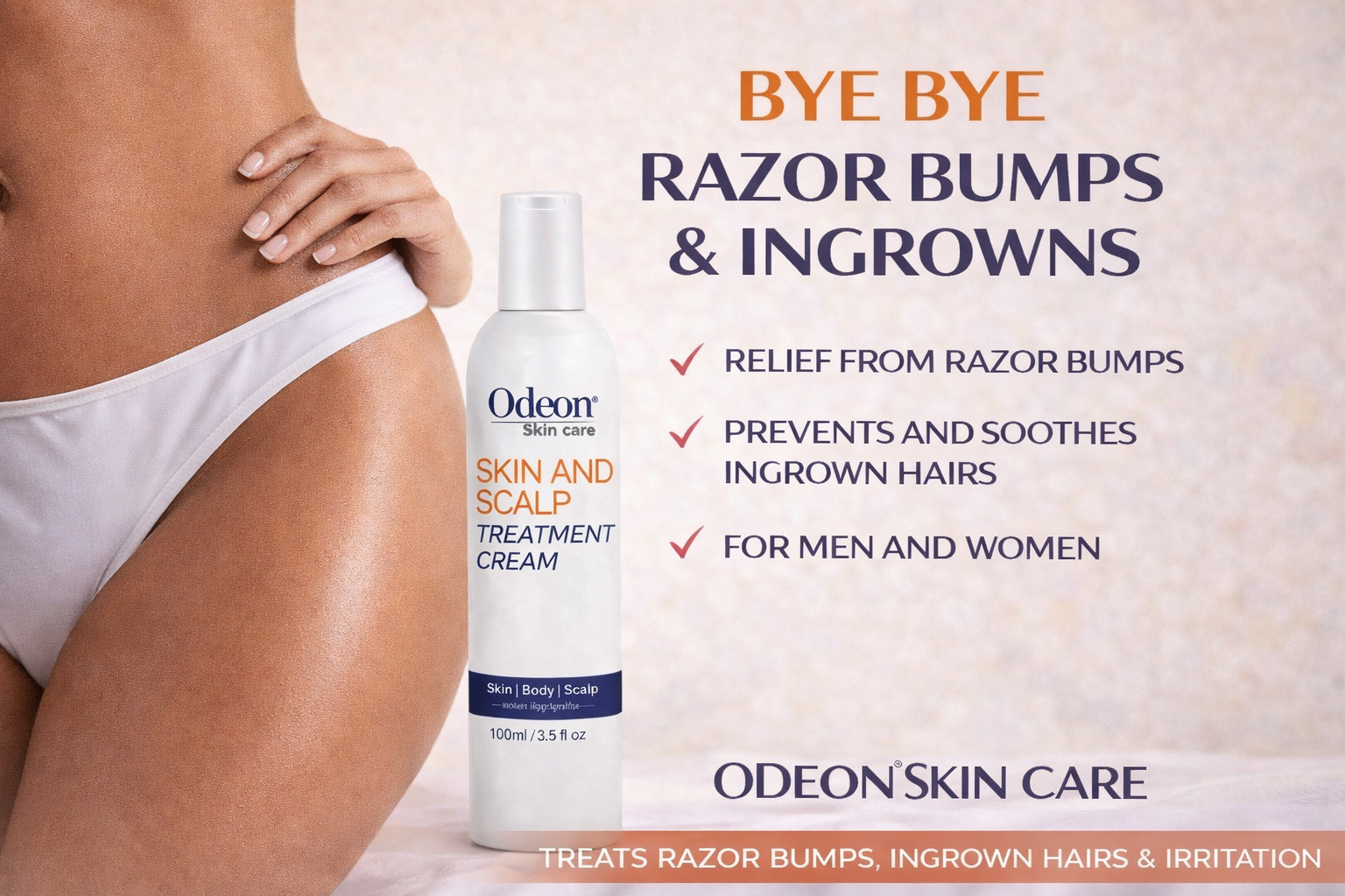 ODEON® Razor Bumps Care & Skin and Scalp Treatment Duo – Ingrown Hair & Irritation Relief (2 x 3.5 fl oz)