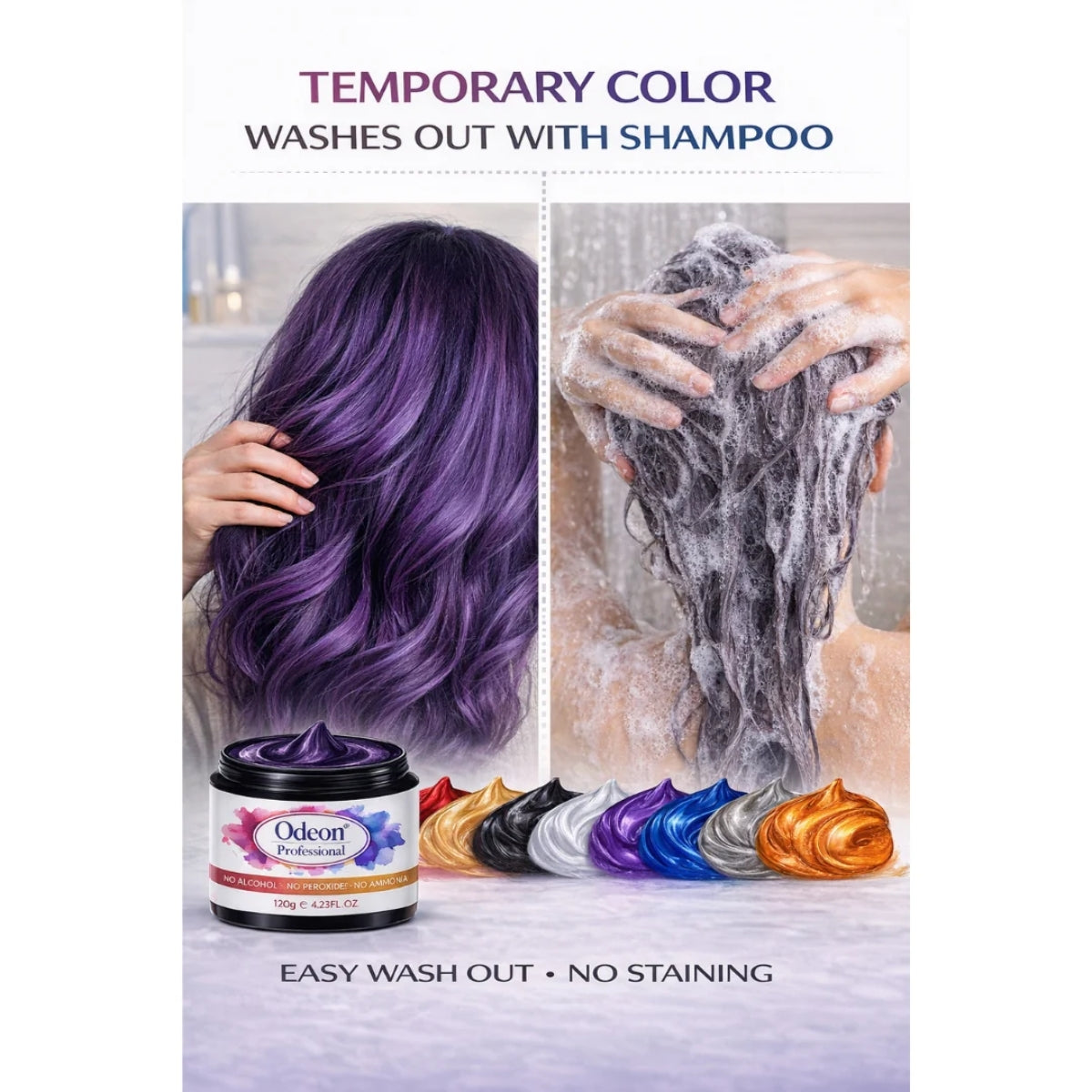 Odeon Professional Black Hair Color Wax, Temporary Hair Dye for Women & Men (4.23oz)