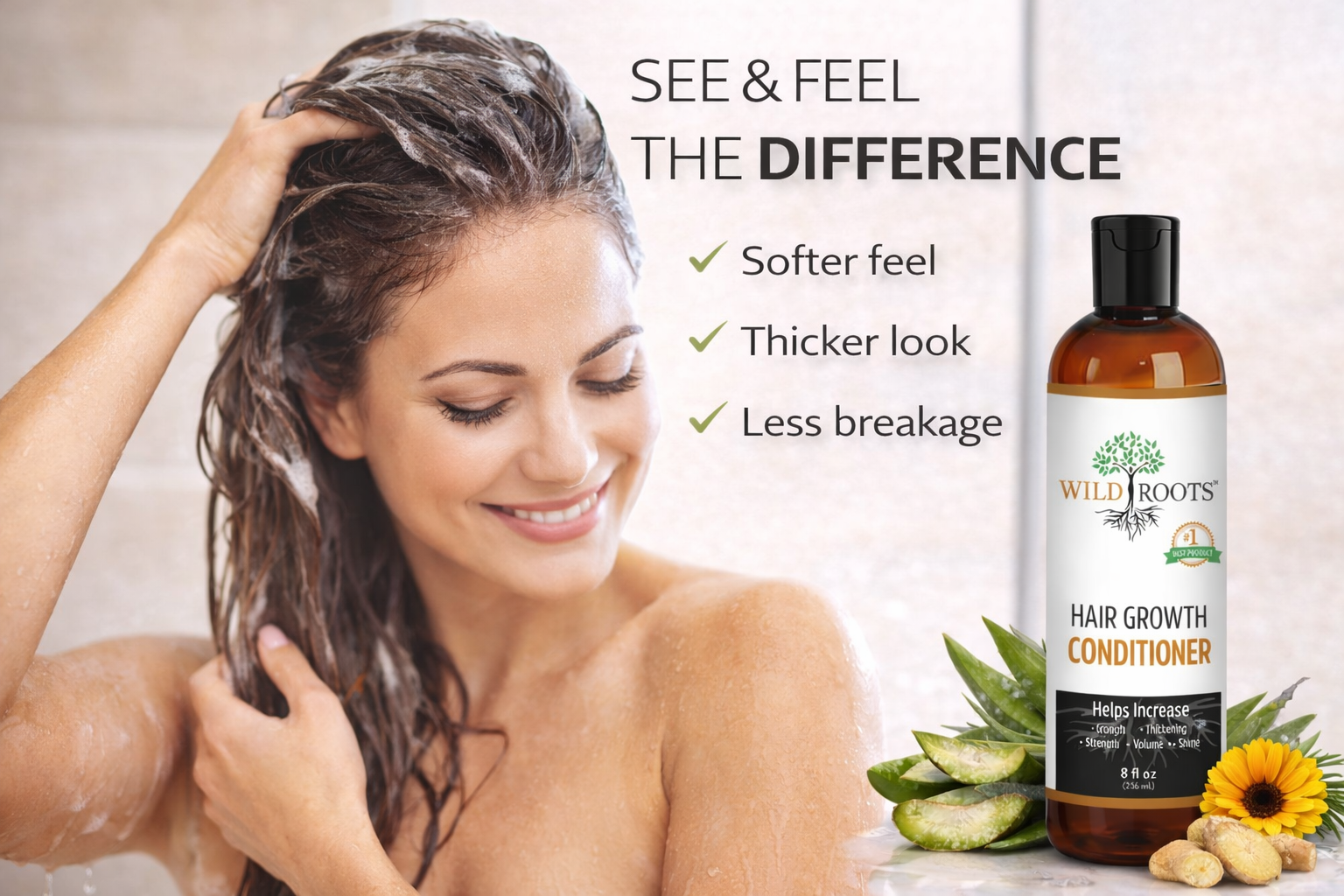 Wild Roots Hair Growth Conditioner – Strengthening & Thickening Treatment for Fuller, Healthier Hair (8oz)