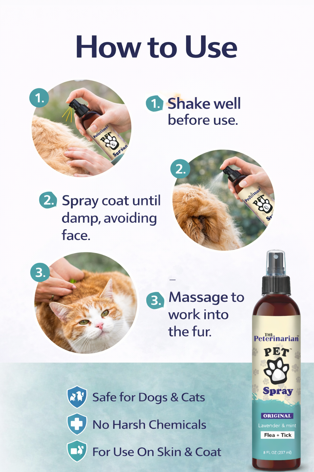 The PetErinarian™ Natural Flea & Tick Spray – Lavender & Mint 8oz