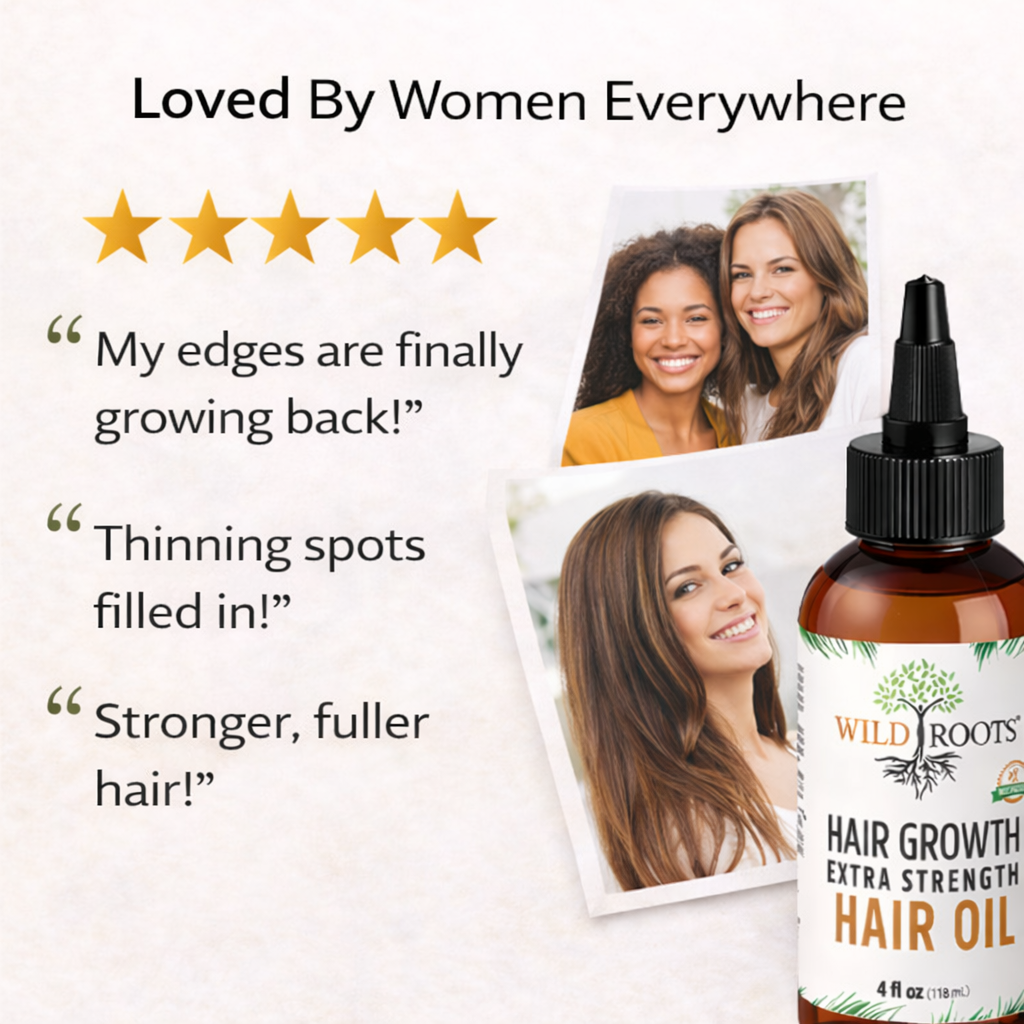 Wild Roots Extra Strength Hair Growth Oil – Fast-Growing, Thickening Scalp & Hair Treatment (4oz)