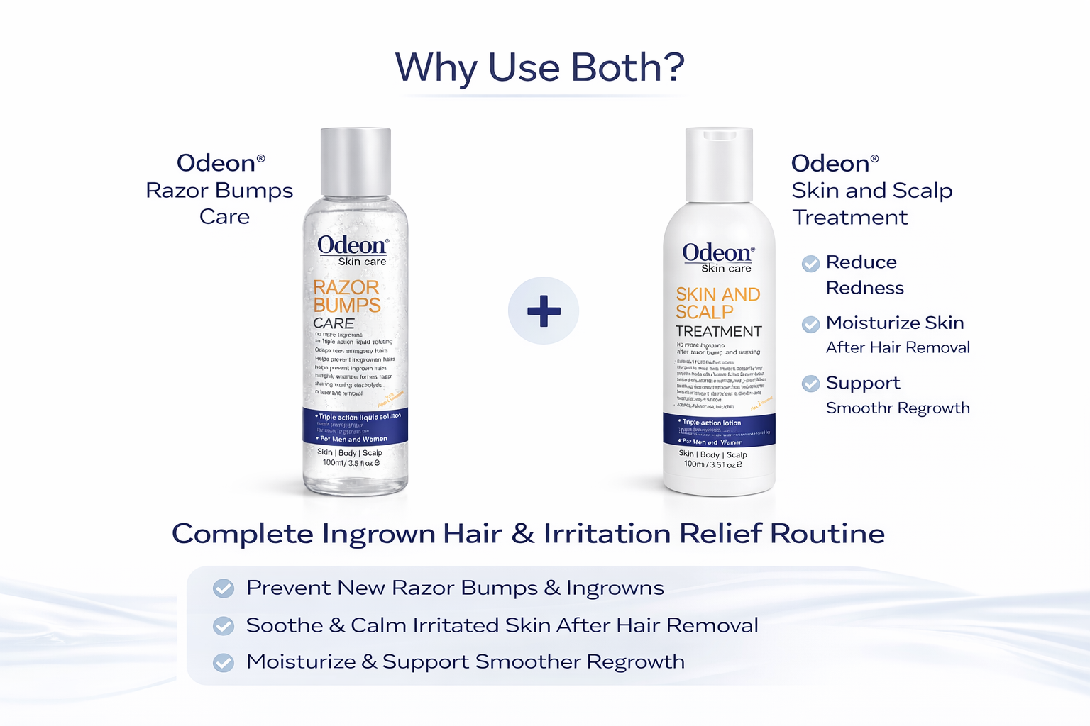 ODEON® Razor Bumps Care & Skin and Scalp Treatment Duo – Ingrown Hair & Irritation Relief (2 x 3.5 fl oz)