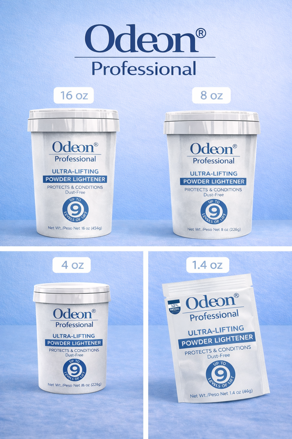 Odeon Professional Ultra-Lifting Powder Lightener up to 9 Levels 8oz (226g)