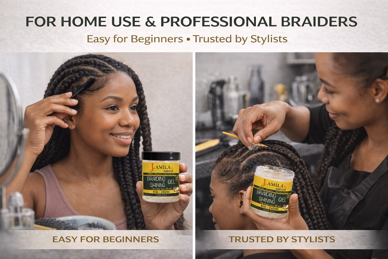 Jamila Natural Award-Winning Braiding ’N Shining Gel – Xtra Hold (8oz / 240ml)