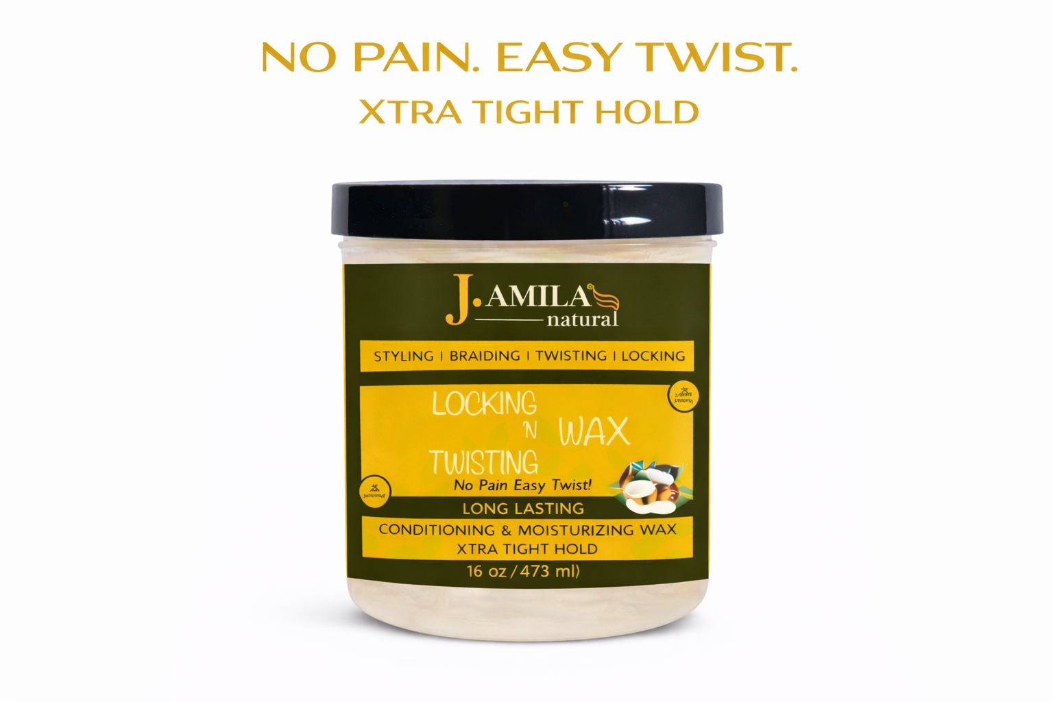 Jamila Natural Award-Winning– Xtra Tight Hold Twisting ‘N Locking Wax (16oz / 473ml)