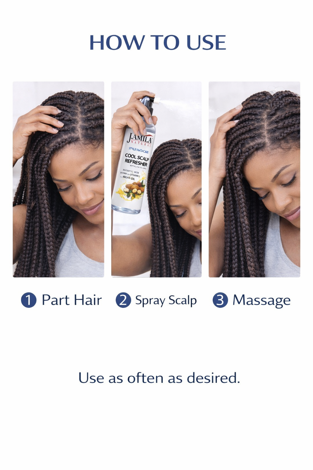 J. AMILA Natural Cool Scalp Refresher with Menthol, Myrrh, Vitamin E & Argan Oil – Cooling Scalp Spray for Braids, Wigs, Natural & Synthetic Hair (8 oz)