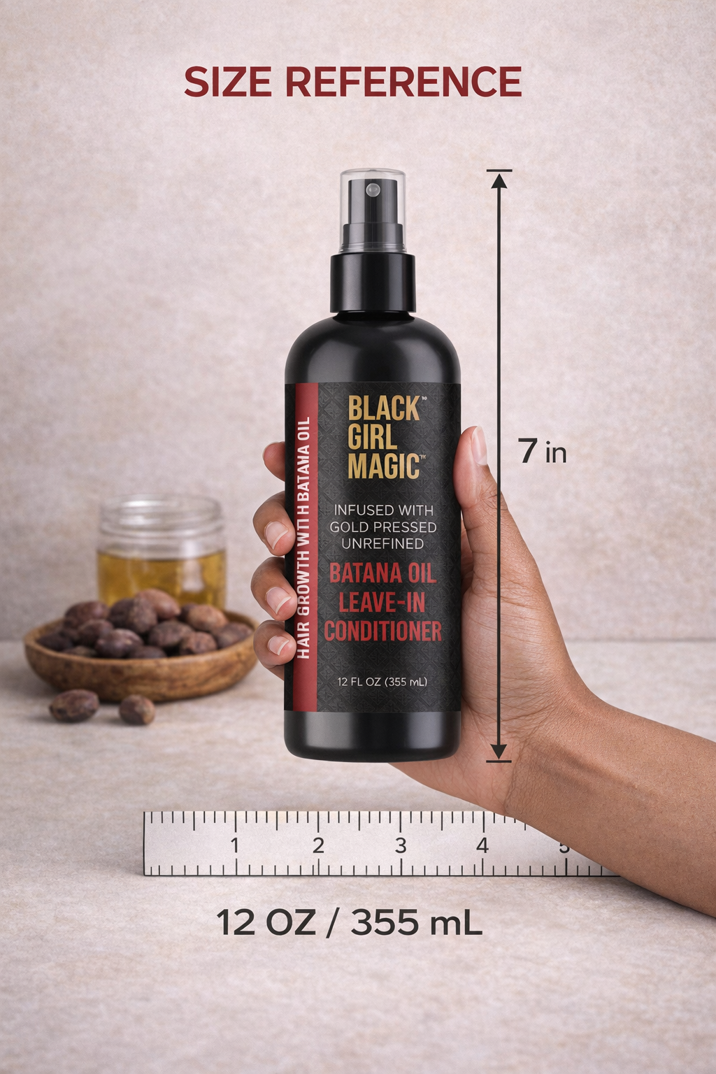 Black Girl Magic infused with gold press, unrefined Batana oil leave in conditioner 12 Oz