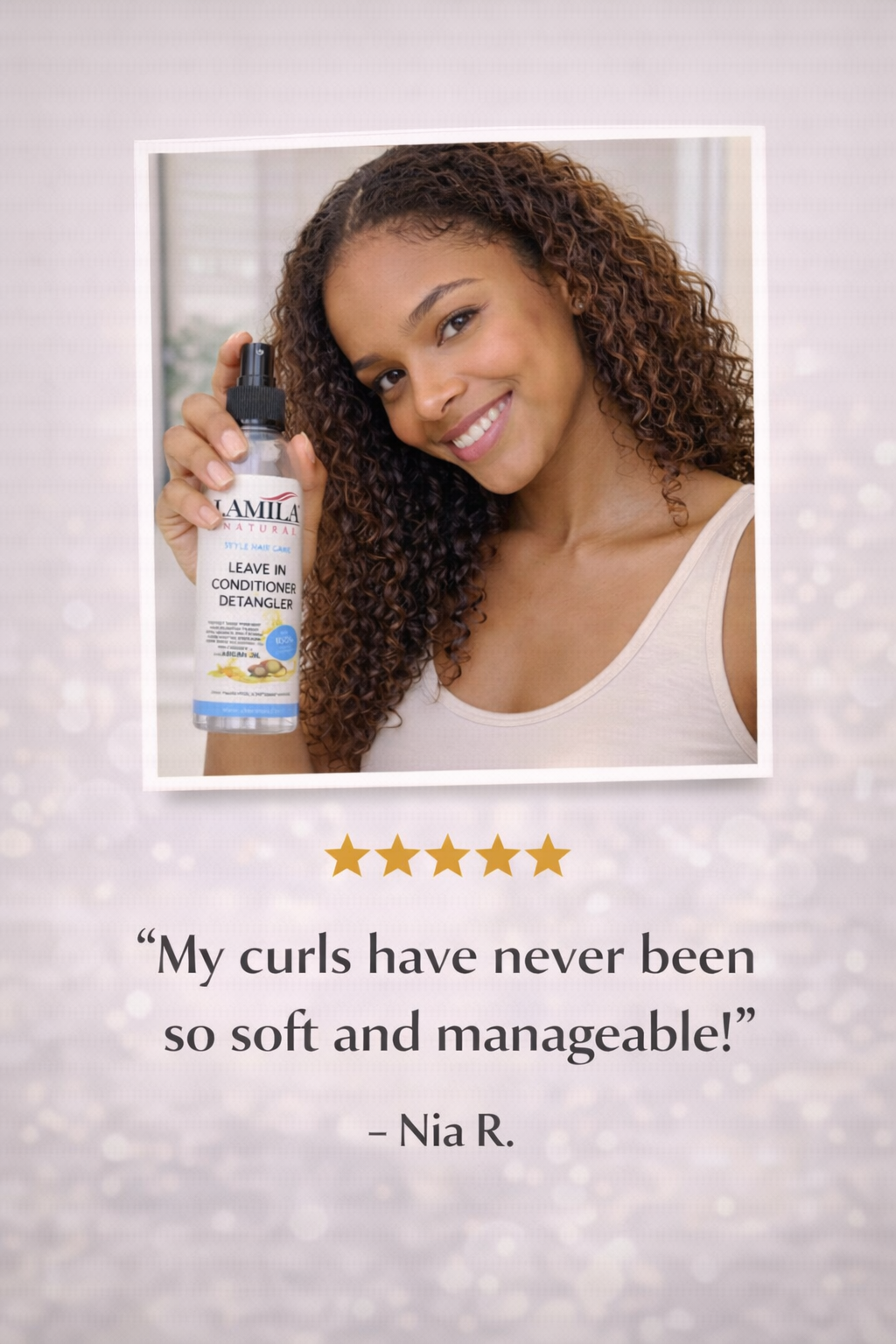 J. AMILA Natural Leave-In Conditioner & Detangler with Vitamin E & Argan Oil – Heat & UV Protection for Natural, Wigs, Braids & Synthetic Hair (8 oz)